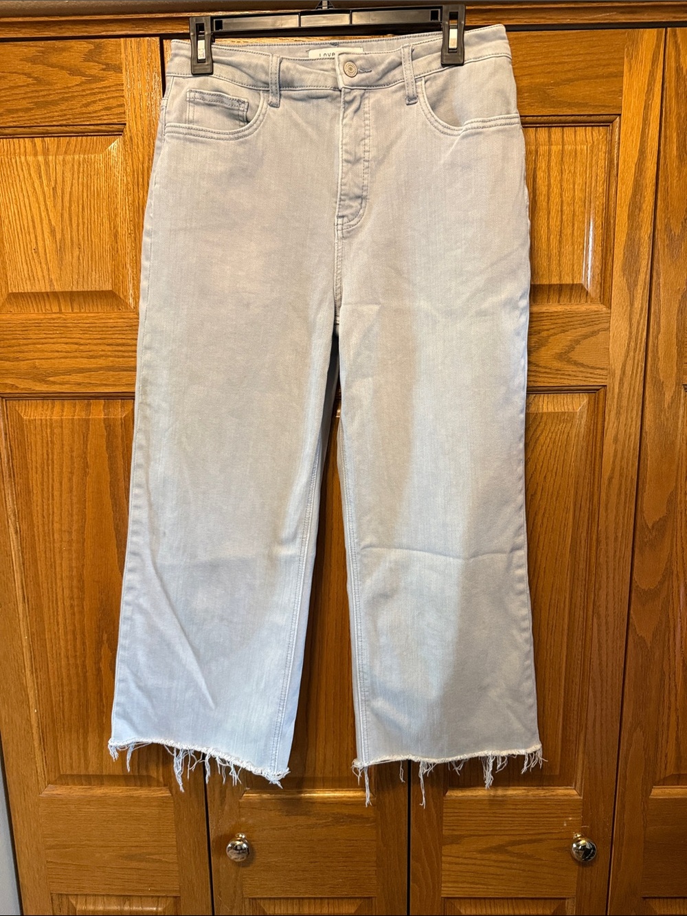 Lovervet Cropped Light Blue Women’s Straight Jeans with Raw Hem-Size: 29/9- 22”L